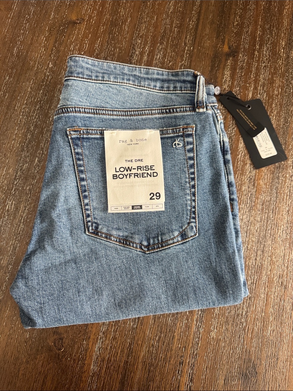 rag & bone The Dre Low Rise Boyfriend Vintage Stretch Denim Size 29